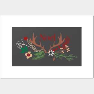 Noel Rustic, Antler Christmas Design Posters and Art